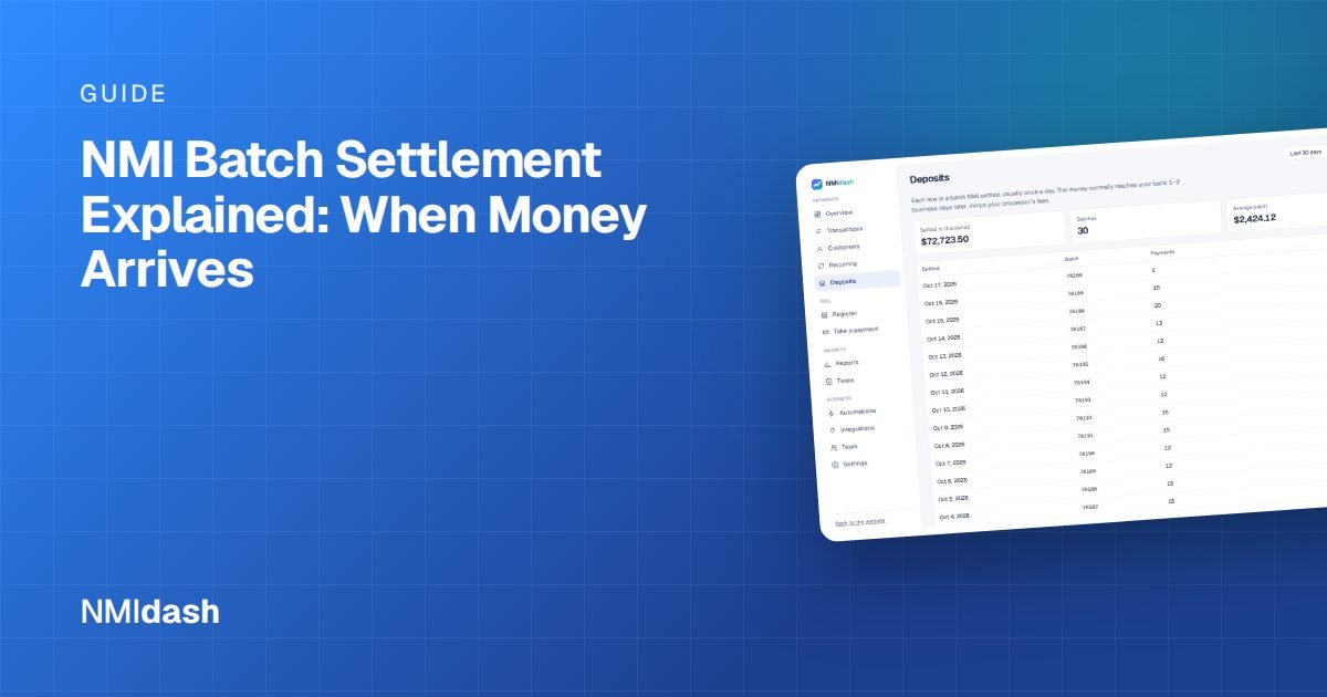NMI Batch Settlement Explained: When Money Arrives