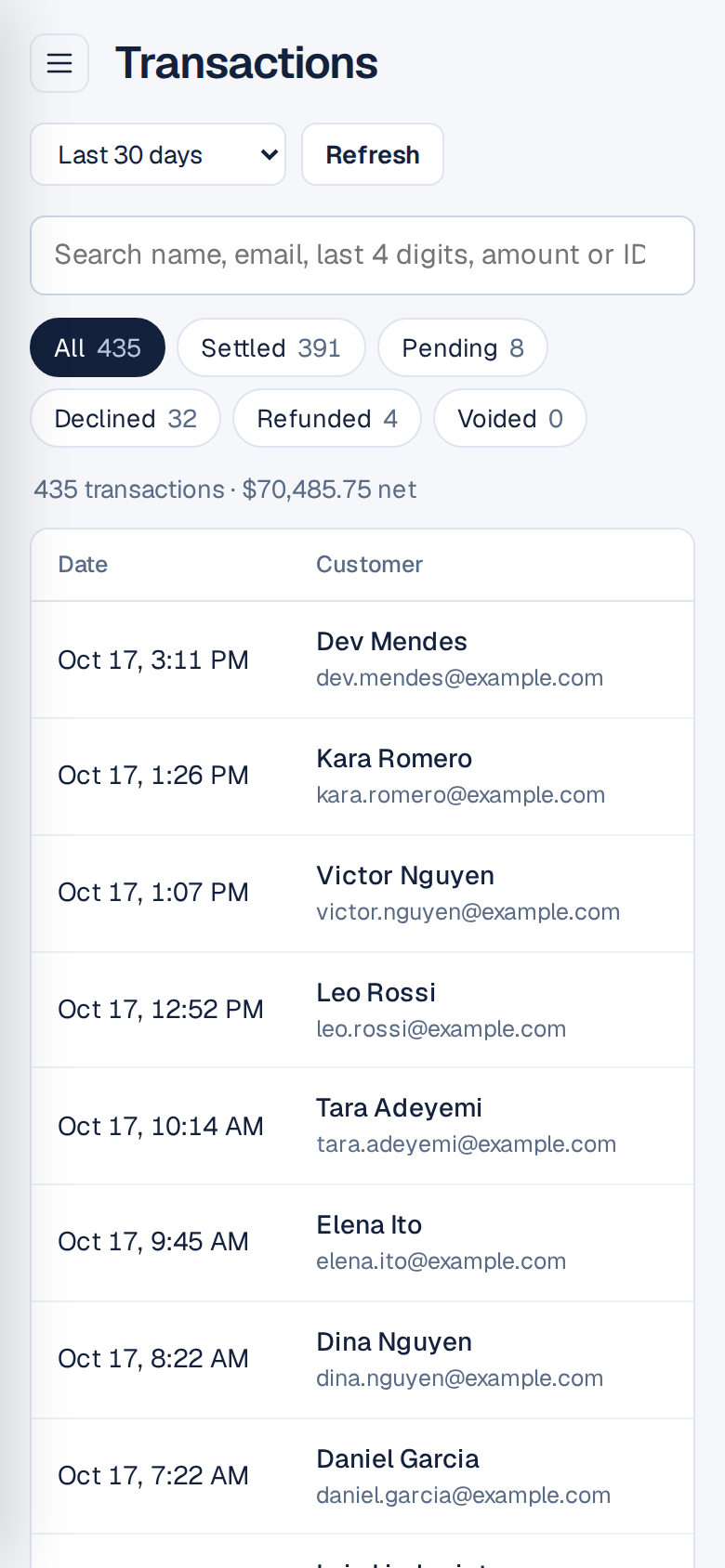 Transactions on a phone